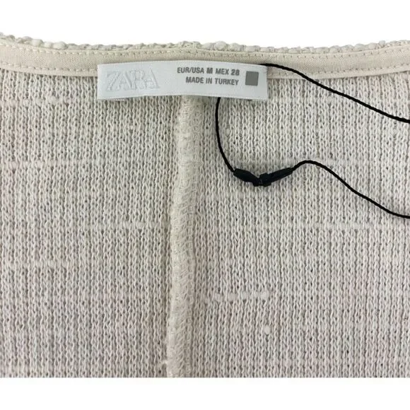 Zara Womens Sweater Bows M Medium Ivory Textured Long Sleeve 5039/153 NWOT - Picture 6 of 10